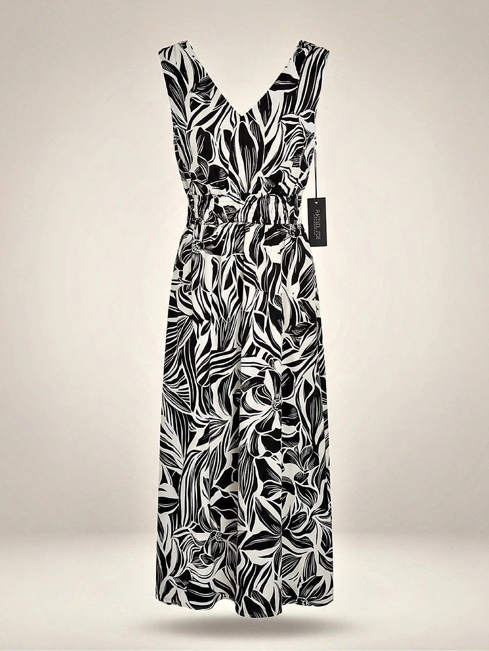 Rachel Zoe Floral Maxi Dress in Black & White Size Small